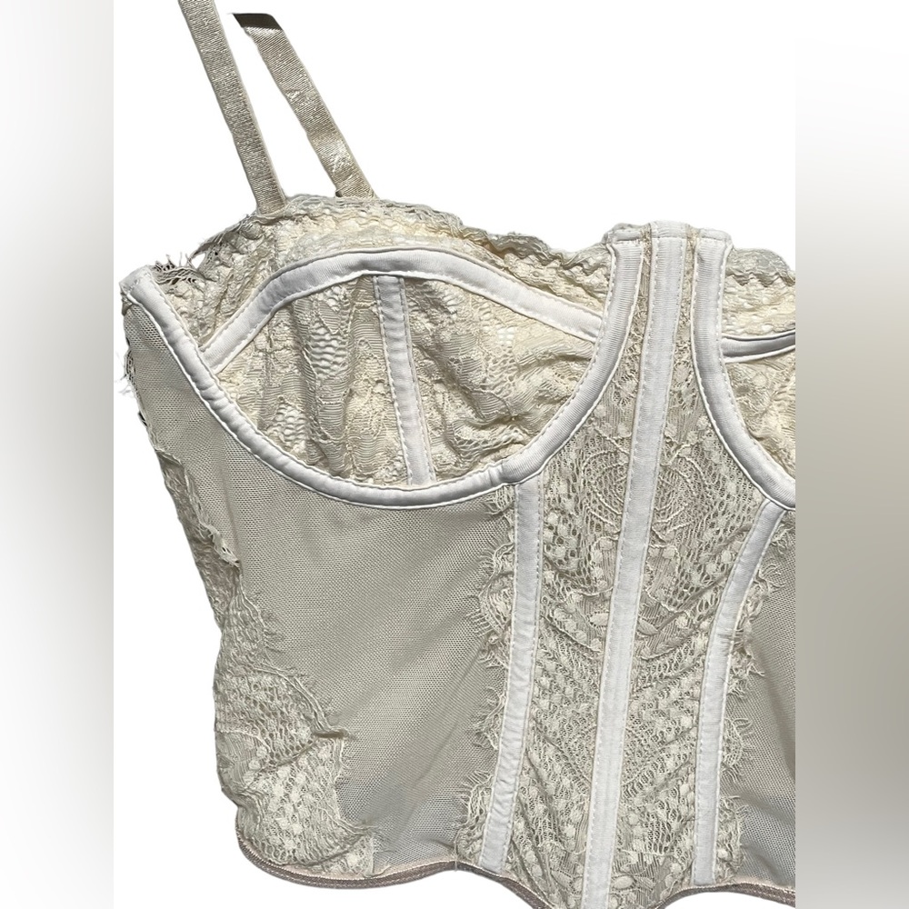 Cream/Ivory Corset Top w/adjustable straps - Size M - Picture 2 of 9